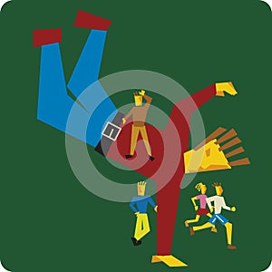 Active sport teens in a geometric illustration. Isolated
