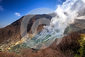 Active sulphur vents of Owakudani at Fuji volcano