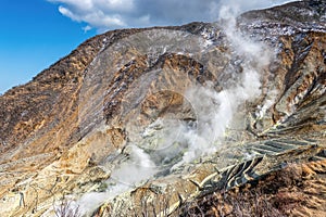 Active sulphur vents at ?wakudani volcanic valley in Hakone, Kanagawa Prefecture, Japan.