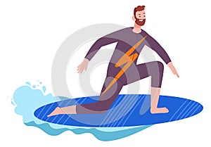Active summer lifestyle. Man surfing. Water sport