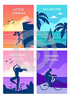 Active Summer, Morning Yoga, Cycling, Sailing Trip
