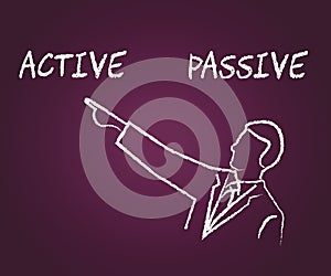 Active Versus Passive Man Pointing Represent Proactive Strategy 3d Illustration