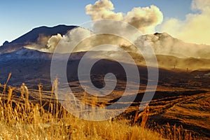 Active volcano aso mountain