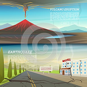 Active volcano eruption with leaky magma Background. Natural disaster or cataclysm. earthquake with ground crevice