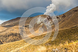 The active volcano in Tongariro national park of New Zealand.