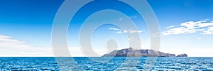 Active Volcano at White Island New Zealand. Volcanic Sulfur Crater Lake. Web banner