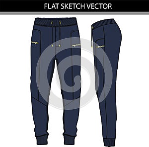 Active wear jogger vector file with zipper