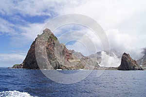 Active Whakaari volcano on White Island, New Zealand