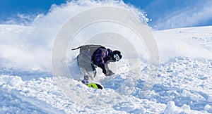 Active winter holidays, skiing and snowboarding photo