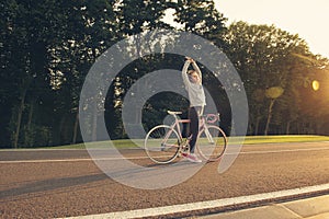 Active woman on bicycle