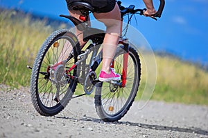 Active woman on a bike