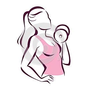 Active woman doing fitness symbol