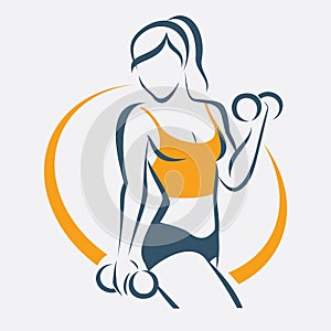 Active woman doing fitness symbol