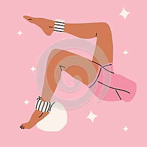 Active Workout Pose with Ball and Wristbands Illustration