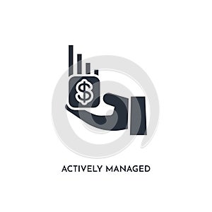 Actively managed funds icon. simple element illustration. isolated trendy filled actively managed funds icon on white background.