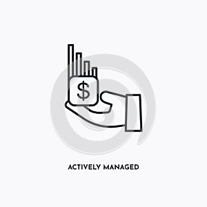 Actively managed funds outline icon. Simple linear element illustration. Isolated line Actively managed funds icon on white