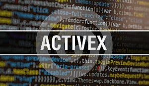 ActiveX with Abstract Technology Binary code Background.Digital binary data and Secure Data Concept. Software / Web Developer photo