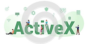 Activex technology engine concept with big word or text and team people with modern flat style - vector photo