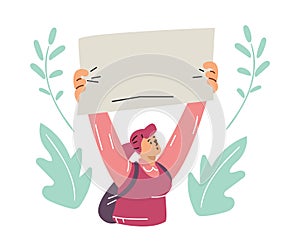 Activist with banner vector illustration