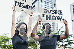 Activist movement protesting against racism and fighting for justice and equality photo