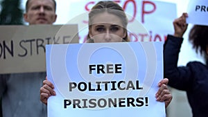 Activists demanding to free political prisoners, protesting repressions, arrests