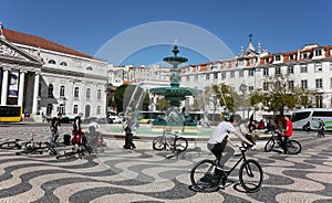 Activities in Rossio Square in Lisbon Portugal