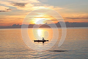 Activity at 5 pm A fisherman who is looking for fish in the waters of North Sulawesi.