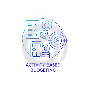 Activity-based budgeting blue gradient concept icon