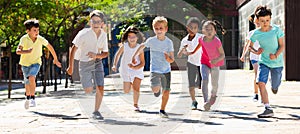Activity children compete in the city street