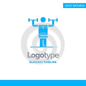 Activity, Discipline, Human, Physical, Strength Blue Solid Logo Template. Place for Tagline