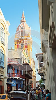 Activity in the historic center of the port city of Cartagena