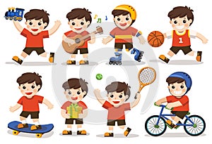 Activity set of a cute boy