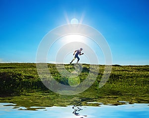 Activity - vitality man running on field photo