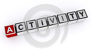 Activity word block on white