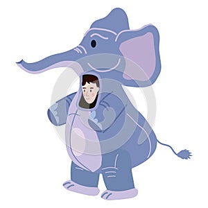 Actor in animal Elephant costume. Theme party, Birthday kid, children animator, entertainer wearing performer character