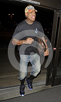 Actor and baseball star Dennis Rodman at LAX