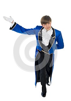 Actor in blue tail-coat.
