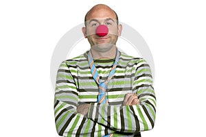 Actor clown posing clown nose and tie