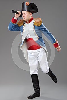 Actor dressed as Napoleon.