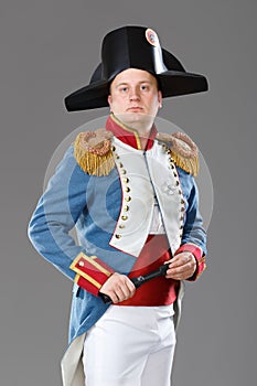 Actor dressed as Napoleon.