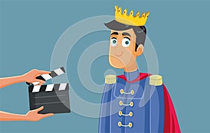 Actor Filming a Fairy Tale Movie Adaptation Vector Illustration