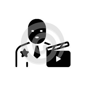 Black solid icon for Actor, performer and player photo