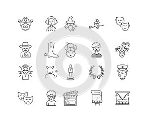 Actor line icons, signs, vector set, outline illustration concept