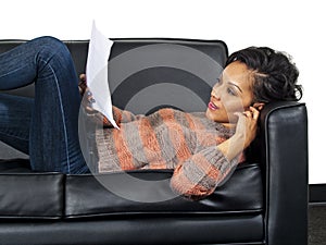 Actor lying and reading a script