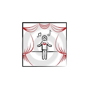 actor in scene 2 colored line icon. Simple colored element illustration. actor in scene outline symbol design from theater set on