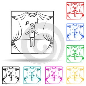 Actor in scene multi color set icon. Simple thin line, outline of theatre icons for ui and ux, website or mobile application