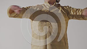 Actor shows fragment of Indian Dance frontal