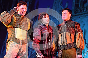 Actors Dmitry Novikov, Ilya Viktorov and Sergey Pinchuk in musical