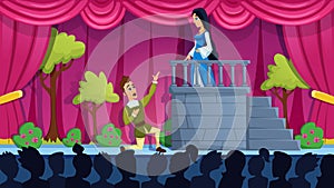 Actors Playing Roles in Theater Performance Vector