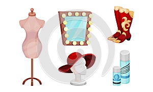 Actress and Actor Dressing or Makeup Room Attributes Vector Set photo